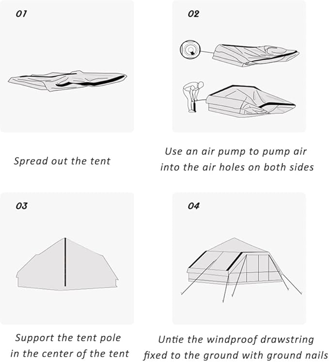 GeRRiT Inflatable Camping Tent with Pump, 5-8 Person Glamping Tents, Easy Setup 4 Season Waterproof Windproof Outdoor House for Fishing, Camping & Hiking