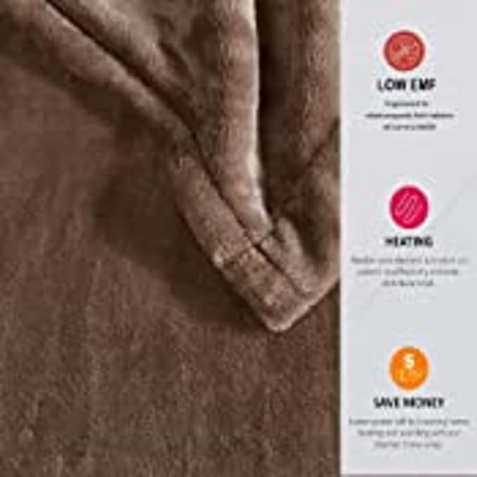 Beautyrest Heated Electric Blanket for Cold Weather, Fast Heating Heated Blanket, Auto Shut Off, Virtually Zero EMF, Multi Heat Setting, UL Certified, Mink Queen (90 inx84 in)