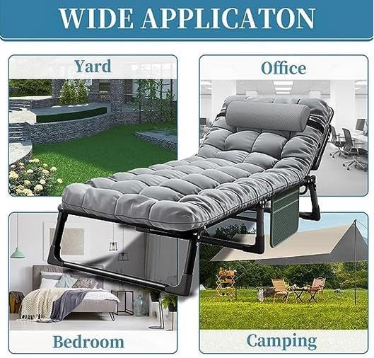 YYET Thick Cot Pads for Camping, Cotton Cot Mattress Pad 75"x29" XL, Sleeping Mat with Waterproof Bottom, Lightweight Soft Comfortable Foldable Mats for Traveling Hiking Backpacking Traveling GrayYYET