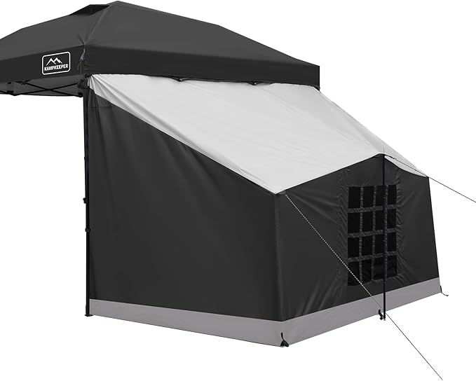 KAMPKEEPER Side Tent,Camping Tent for 10' x 10' Pop Up Canopy, Easy Set Up Gazebo,Compatible with 10' Wide Canopy Tents (Black)