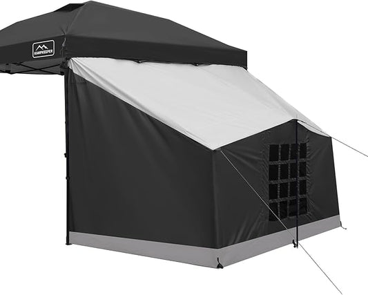 KAMPKEEPER Side Tent,Camping Tent for 10' x 10' Pop Up Canopy, Easy Set Up Gazebo,Compatible with 10' Wide Canopy Tents (Black)