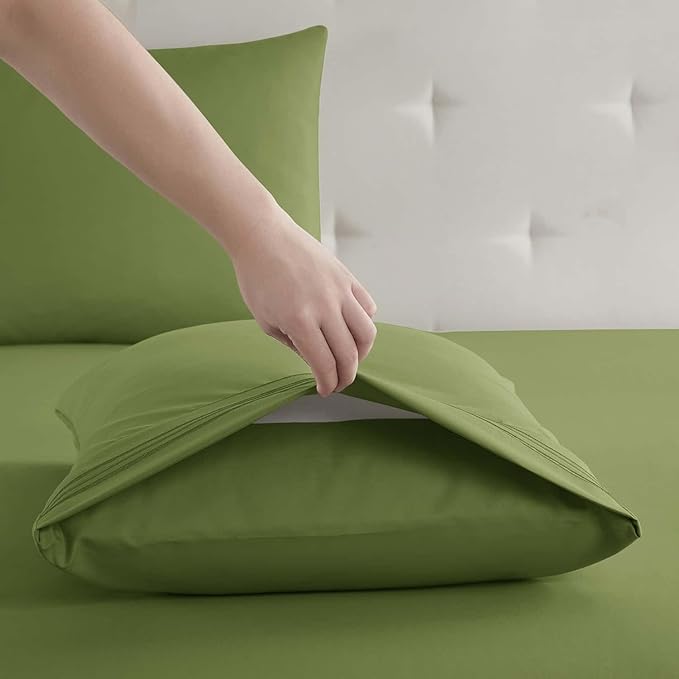 Clara Clark King Sheets, 6 Piece Set - Hotel Luxury Sheets for King Size Bed, Super Soft Bedding Set, King Size, Calla Green