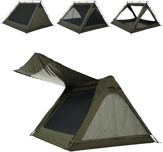 4 Person Canvas Tent with Full Rainfly&Footprint, Easy Set Up Breathable 4 Season FamilyTent for Winter Outdoor Glamping Car Camping