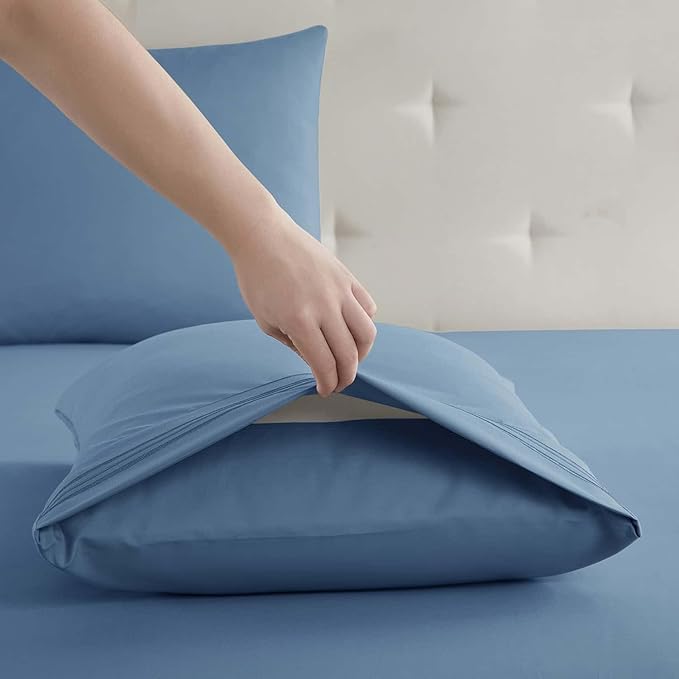 Clara Clark King Sheets, 6 Piece Set - Hotel Luxury Sheets for King Size Bed, Super Soft Bedding Set, King Size, Blue Heaven
