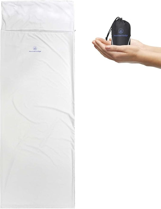 Mountainlodge Sleeping Bag Liner for Warm Weather Seasons with Carry Bag - Protable,Lightweight and Skin-Friendly Sleeping Bag for Camping,Hiking and Backpacking.