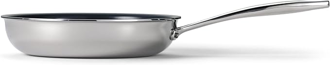Tramontina Signature 8-Inch Tri-Ply Clad Stainless Steel Small Frying Pan with Ceramic Non Stick Interior, Induction-Ready Nonstick Skillet, Oven-Safe, Made in Brazil