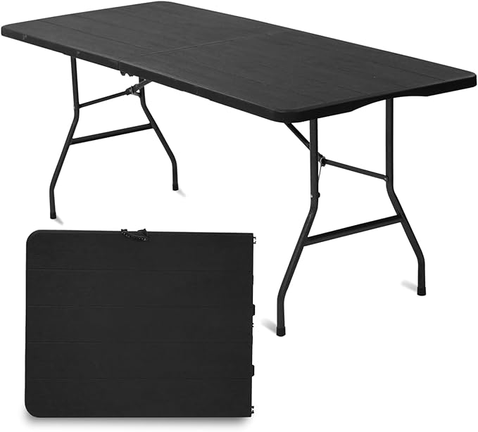 6ft Table, Foldable Table with Foldable, Easy to Carry, for Family Gatherings, Outdoor Gatherings, Indoor
