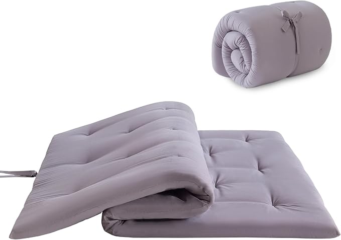 Japanese Floor Mattress, Futon Mattress Queen Size 60"x 80", 2.56" Thicken Tatami Mattress, Portable Foldable Floor Bed, Roll Up Futon Cushion, Suit for Camping Guest Room Dormitory (Grey)