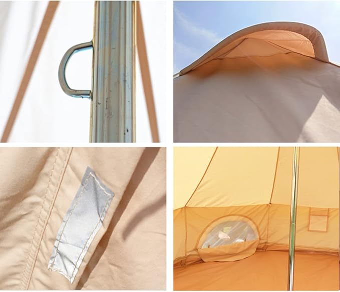 GeRRiT Family Camping Bell Tent 4 Season Luxury Outdoor Camping and Glamping Yurt Tent for Camping Hiking Christmas Party, 3M, Beige