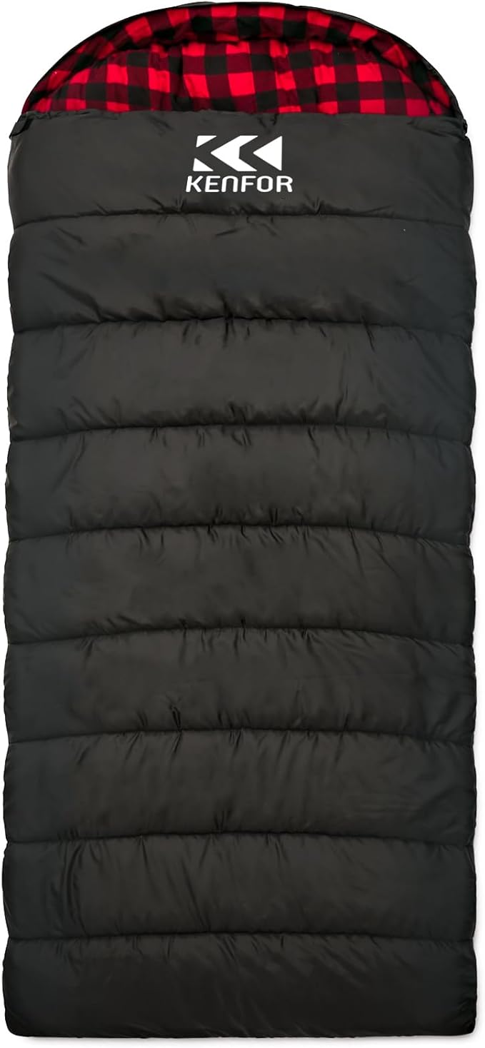 0 Degree Sleeping Bag 100% Cotton Big and Tall Flannel XXL Cold Weather Winter Sleeping Bag for Adults Camping Zero Degree