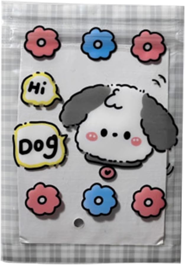 50 Pieces 7.5x11cm Small Cartoon Resealable Bags Cute PP Bag For Jewelry Packaging Bags Premium Adorable Anime Gift Bag (Grey dog)