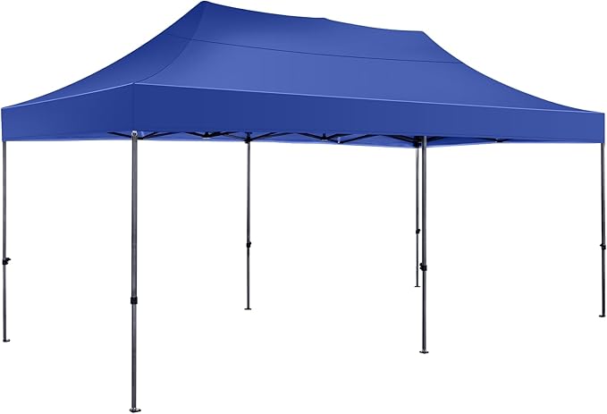 COBIZI 10x20 Pop Up Canopy Without Sidewall,Heavy Duty Canopy UPF 50+ All Season Wind Waterproof Commercial Outdoor Wedding Party Tents for Parties Canopy Gazebo with Roller Bag(10 x 20 ft Dark Blue)