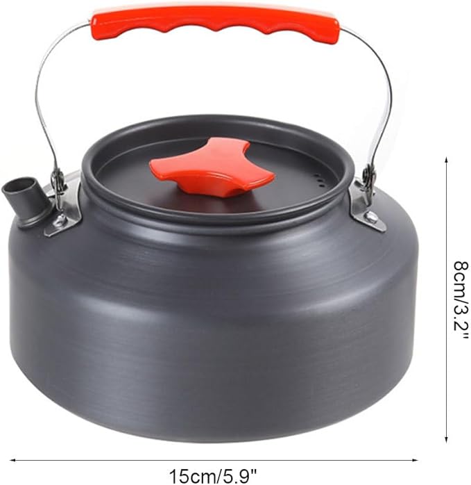 MiOYOOW Camping Kettle, 1.1L Aluminum Stovetop Tea Kettle with Anti-Scald Handle, Portable Coffee Pot for Outdoor Hiking Camping Picnic Traveling