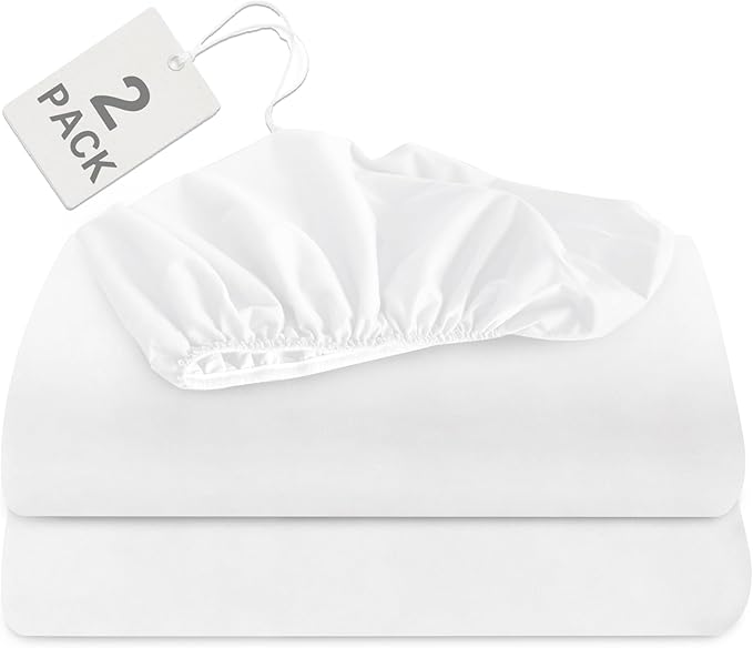 Biloban Cot Sheets 31’’×75’’ 2 Pack, Cot Size Fitted Sheet Fits for Narrow Twin Mattress/RV Bunk Mattress/Guest Beds and Folding Beds/Army Cots for Adults, White