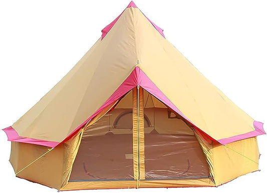 GeRRiT Camping Yurt Tent 4 Season Large Outdoor Camping Tents 4m Bell Teepee Tent 3-10 Persons Polyester Waterproof Pyramid Tent for Party, Hunting, Hiking, Human Shelter