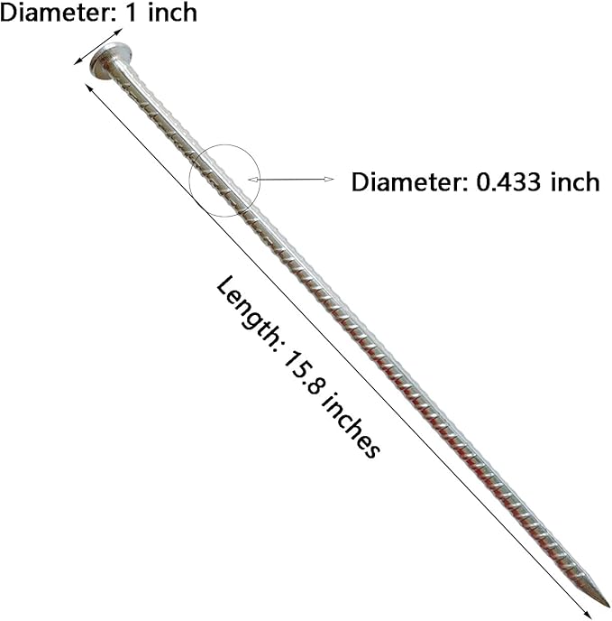 16 Inch Rebar Stakes 28 Pack - 0.5 Inch Diameter Threaded Galvanized Steel Ground Anchors - Heavy Duty Plant Support Garden Stake for Speed Bump, Wheel Stop, Tent Stakes