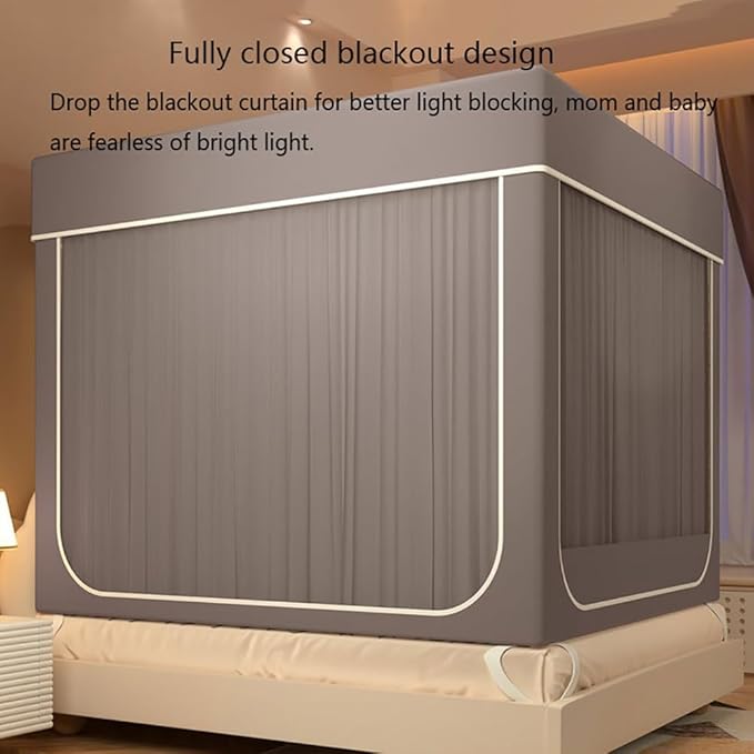 Mosquito Net for Bed 2024 Summer Blackout Dustproof Household Bed Curtain, Portable Encrypted Anti-fall Bed Canopy, Ideal for Bedroom Decorative(Gray,47.2x78.7in)