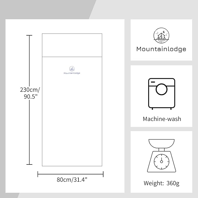 Mountainlodge Sleeping Bag Liner for Warm Weather Seasons with Carry Bag - Protable,Lightweight and Skin-Friendly Sleeping Bag for Camping,Hiking and Backpacking.