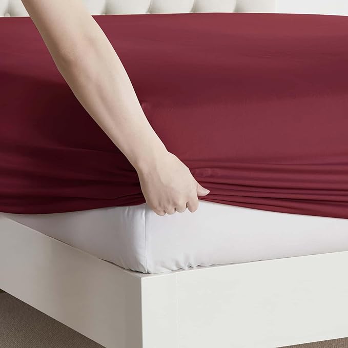 Clara Clark King Sheets, 6 Piece Set - Hotel Luxury Sheets for King Size Bed, Super Soft Bedding Set, King Size, Burgundy Red