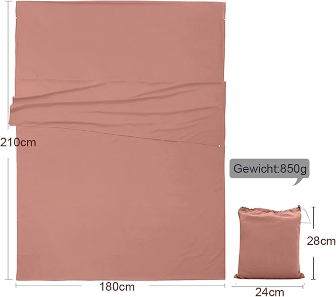 Sleeping Bag Liner, Lightweight Portable, Soft Travel and Camping Sheet, with Compact and Carry Bag, for Travel, Hotel