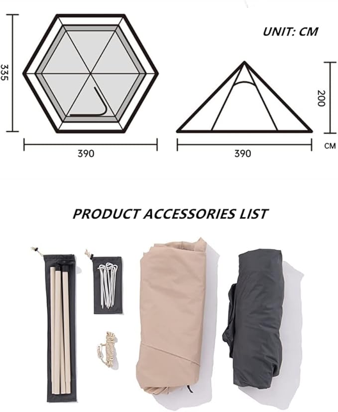 Trekking Pole Tent Ultralight 4 Person 4 Season Tent, Lightweight Pyramid Tent for Mountaineering Hiking Camping