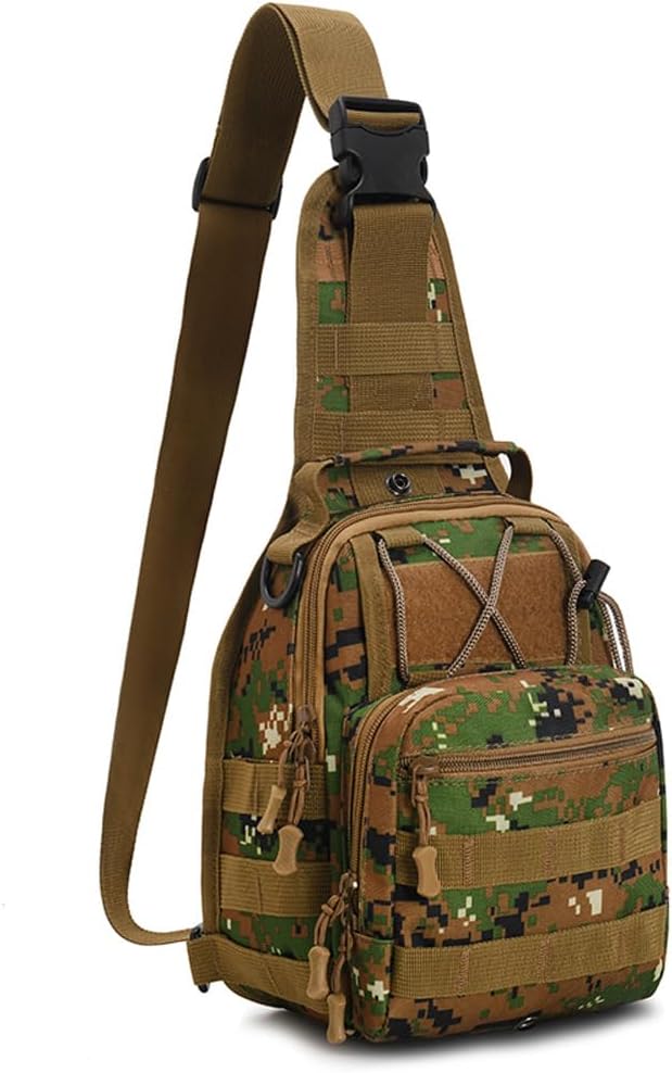 Viriber Tactical Backpack, Waterproof Military Cross-body Molle Sling Shoulder Backpack Chest Bag for Outdoor Every Day Carry Camouflage A