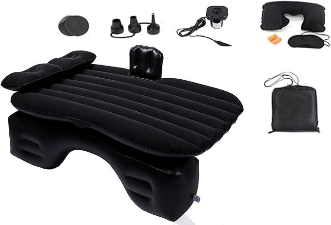 Inflatable Car Air Mattress Back Seat Bed with Air Pump,Thickened Portable Car Travel Sleeping Camping Air Mattress Blow Up Bed for Car Universal SUV
