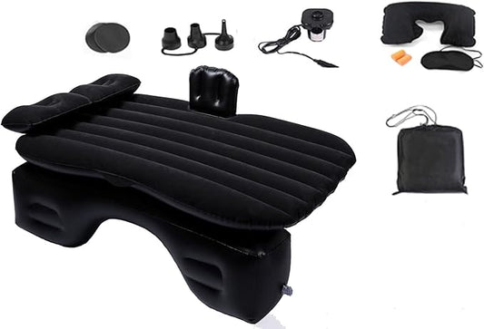Inflatable Car Air Mattress Back Seat Bed with Air Pump,Thickened Portable Car Travel Sleeping Camping Air Mattress Blow Up Bed for Car Universal SUV