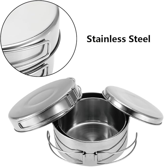 Camping Cookware Mess Kit, Backpacking Cooking Set Lightweight Stackable Pots and Pans Set Portable Tableware for Outdoor Indoors Kitchen Family Camping Travel Picnic Backpacking Hiking Fishing