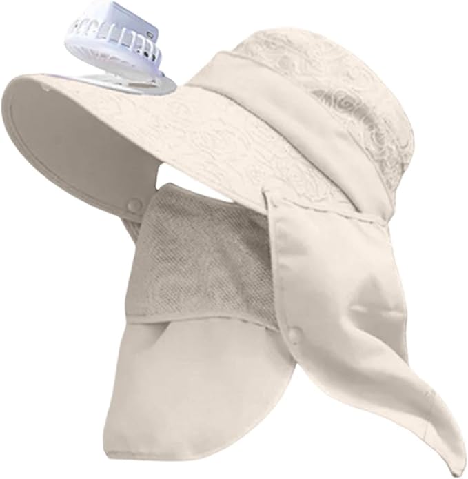 Solar Fan Cap, Wide Brim Sun Cap, USB and Solar Powered Adjustable Breathable Fan Hat for Women Men Outdoor