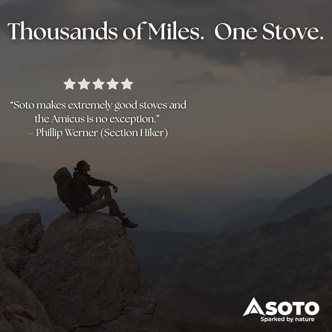 SOTO Amicus Stove with or without Igniter Camping Stove - Superior Under Windy Conditions, Shock Resistant, and Low-cost With High-end Performance Stove