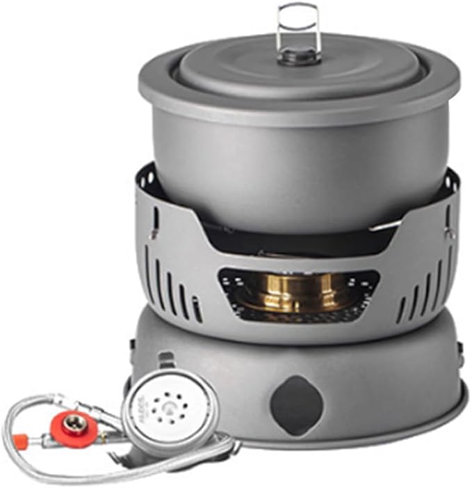 Camping Cookware Kit, 12PCS Non-Stick Camping Pot Pan Set, Portable Camping Stove Outdoor Cooking Set with Alcohol Stove for Backpacking Hiking Picnic BBQ