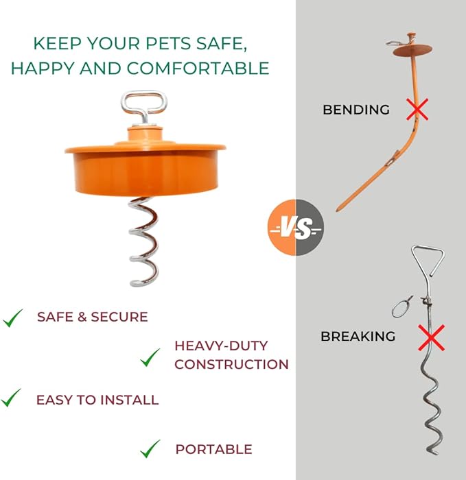IntelliLeash Intelli-Stayk: Tailored for Soft Soils – Specialized Tie Out Stake for Dogs