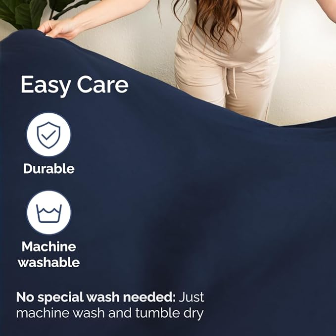 Full XL Bed Sheet - 4 Piece Full XL Bed Sheets Set - Soft, Breathable & Cooling - Hotel Luxury Bedding for Women, Men, Kids, Teens, Boys & Girls - Deep Pockets, Comfy, Fade & Wrinkle Free - Navy Blue