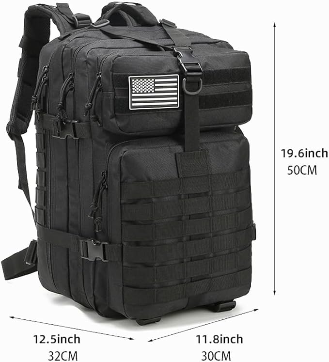 Military Tactical Backpack, Hunting Backpack for Men Hiking Camping Army Molle Daypack 3-Day Pack(Black1.2)