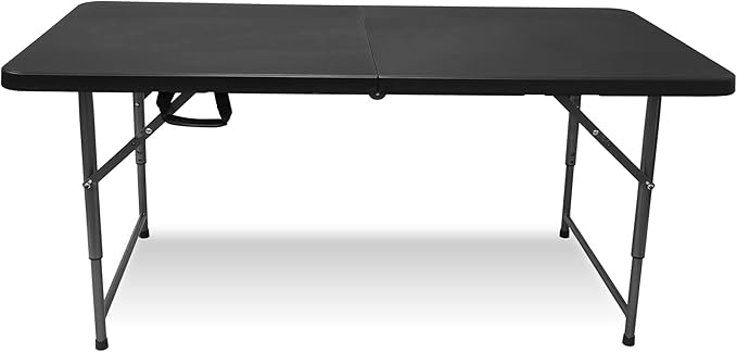 4ft Table, Adjustable Height Table with Foldable, Easy to Carry, for Family Gatherings, Outdoor Gatherings, Indoor