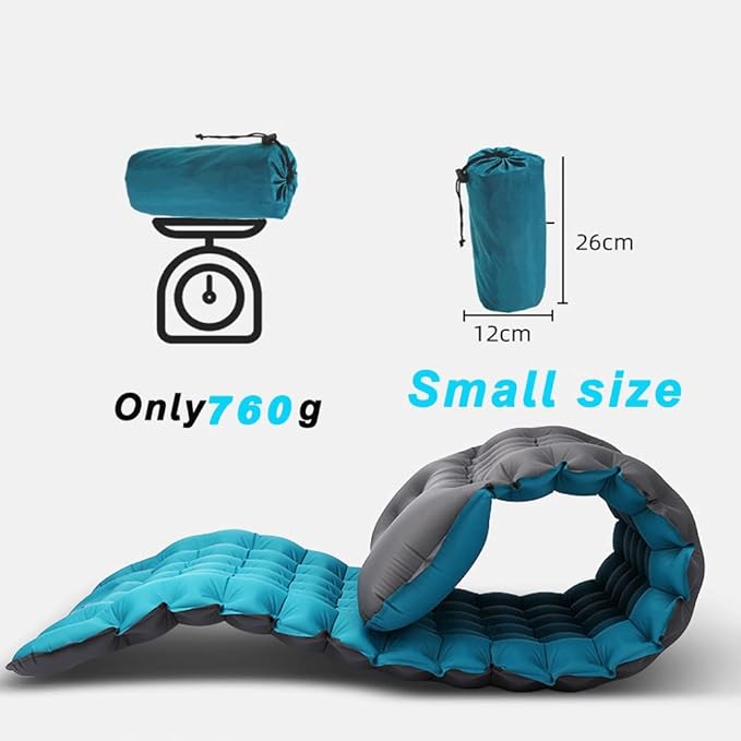Lightweight Inflatable Camping Mattress, Extra Thickness 3.9 Inch, Inflating Sleeping Pad for Camping, Hiking, Traveling, Purplish Blue