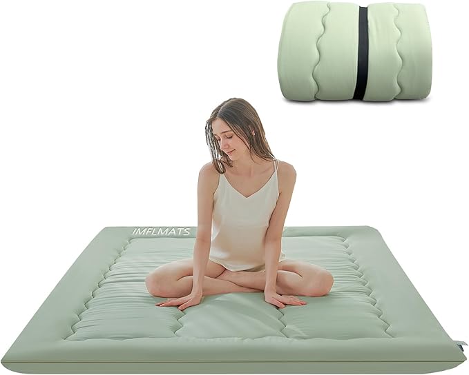 Japanese Floor Mattress Futon Mattress,3" Foldable Tatami Sleeping Pad for Adults & Kids,100% High Density Foam Comfortable Floor Mattress Full Size 54"x 80",Ideal for Comfort and Support,Green