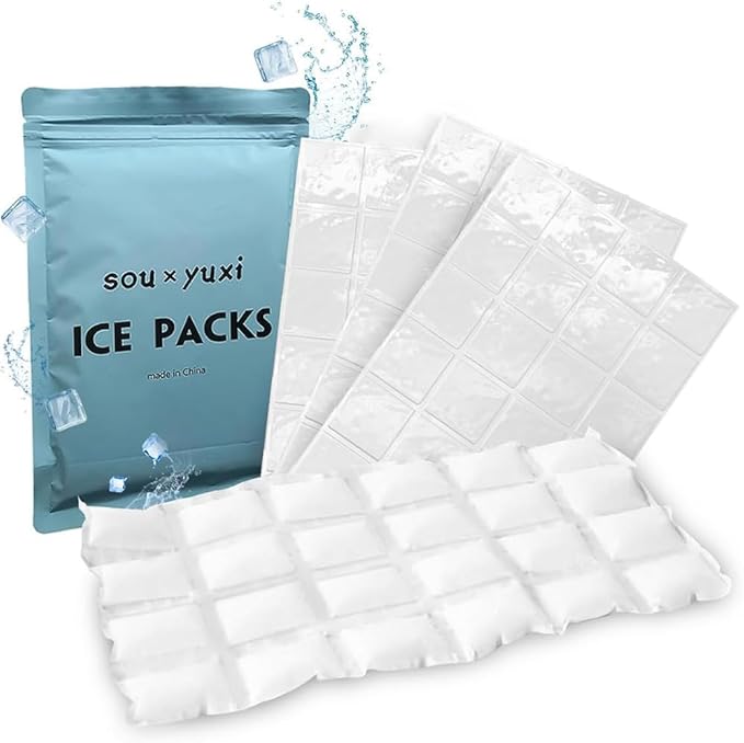 Reusable Ice Packs & Dry Ice Sheets for Coolers, Shipping - Long-Lasting Freezer Packs for Frozen Food, Lunch Bags, Coolers & Freezers - Flexible Ice Blankets, Mats, Cut-to-Size Cube Design
