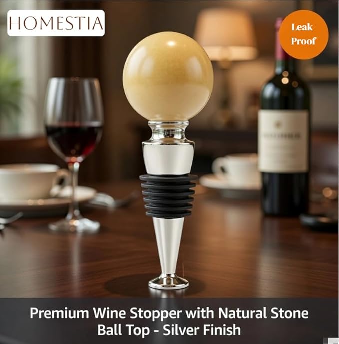 Homestia Wine Stopper, Wine Bottle Stopper Wine Saver with Silicone Reusable Wine Corks, Leak Proof Keep Fresh, Perfect for Wedding Parties and Gifts (Yellow, Gemstone)