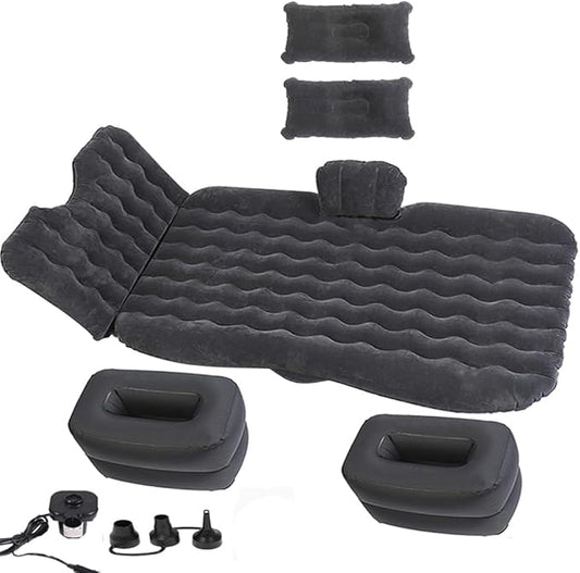 Inflatable Car Air Mattress Back Seat Bed with Air Pump,Thickened Portable Car Travel Sleeping Camping Air Mattress Blow Up Bed for Car Universal SUV