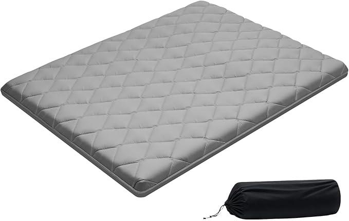 VEVOR 9-Layer Japanese Futon Mattress, 3.5" Thick Queen Tatami Mat, Foldable Roll Up Mattress for Sleeping with Storage Bag, Portable Floor Mattress for Camping Dormitory Yoga, Gray