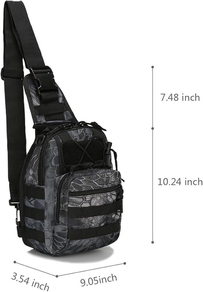 Viriber Tactical Backpack, Waterproof Military Cross-body Molle Sling Shoulder Backpack Chest Bag for Outdoor Every Day Carry Black02