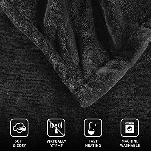 Beautyrest - BR54-0910 Heated Plush Elect Electric Blanket with 20 Heat Level Setting Controllers Equip with Secure Comfort Technology and 10 Hours Auto Shut Off, King: 90x100, Black