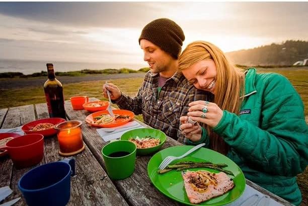 GSI Outdoors Cascadian 1 Person Table Set I 6-Piece Camping, Backpacking Mess Kit, Plastic BPA Free, Plate, Bowl, Mug, Cup & Cutlery Set