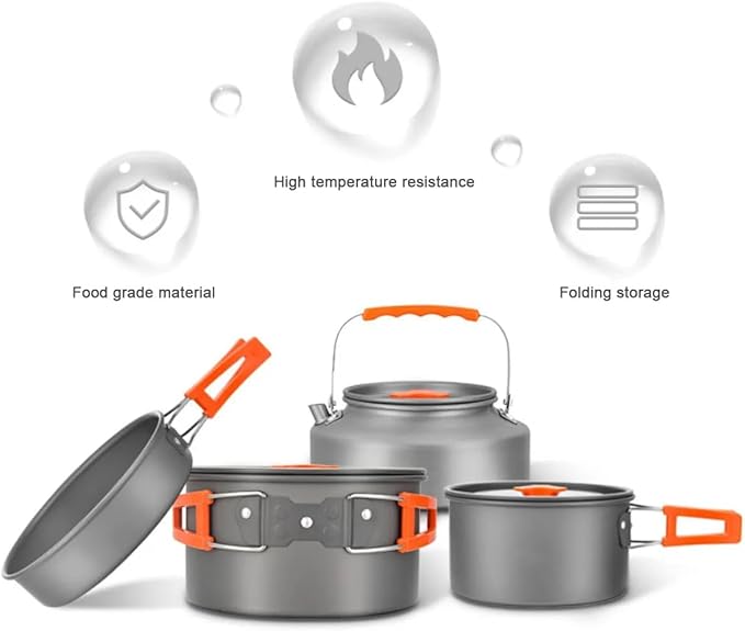 5pcs -20pcs Set TMKOOL Camping Cookware Mess Kit Outdoor Hiking Backpacking Picnic Cooking Bowl Non Stick Pot