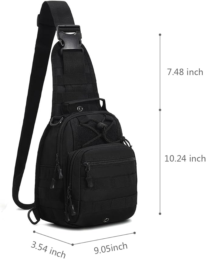 Viriber Tactical Backpack, Waterproof Military Cross-body Molle Sling Shoulder Backpack Chest Bag for Outdoor Every Day Carry Black