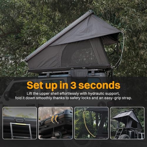 Rooftop Tent Hard Shell Roof Top Tent Hardshell Suitable for Jeep SUV Truck Van,Camping Car Roof for 2-3 Person