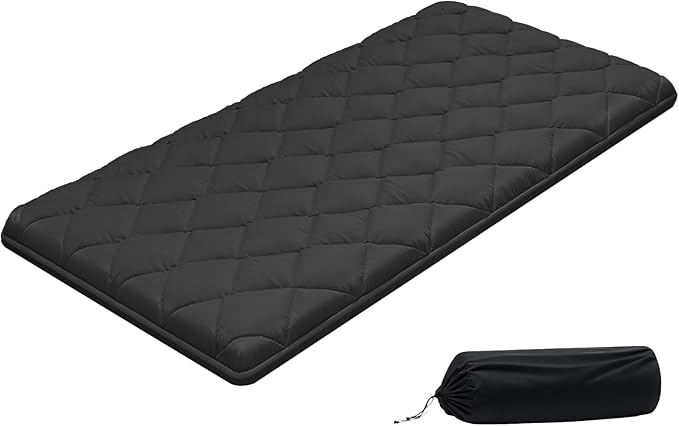 VEVOR 9-Layer Japanese Futon Mattress, 3.5" Thick Twin Tatami Mat, Foldable Roll Up Mattress for Sleeping with Storage Bag, Portable Floor Mattress for Camping Dormitory Yoga, Black