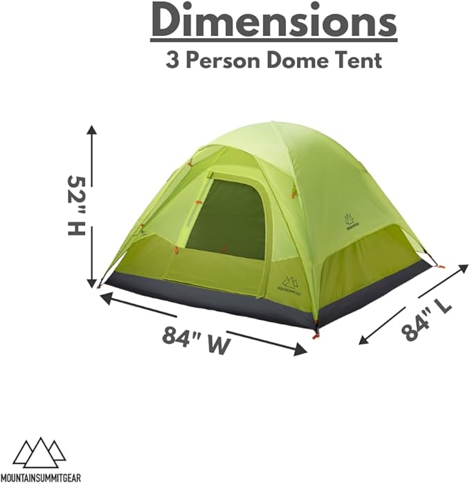 Mountain Summit Gear Campside Dome Tent, 3/4/6-Person Camping Tent, Camping Gear for The Outdoors, Backpacking Tents for Camping (by Caddis Sports Inc.)